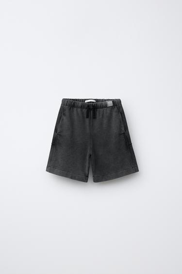PLUSH BERMUDA SHORTS WITH LABEL - Anthracite grey by Zara