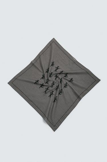 BANDANA À IMPRIMÉ CHEVAUX - Gris de Zara