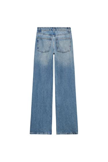 JEANS TRF WIDE LEG MIT MITTELHOHEM BUND - Hellblau von Zara
