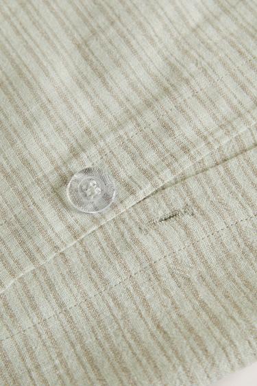 Zara STRIPED LINEN AND COTTON DUVET COVER - 綠色