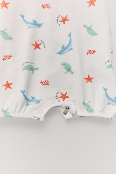 TWO-PACK OF SEA PRINT SLEEPSUITS - Ecru by Zara