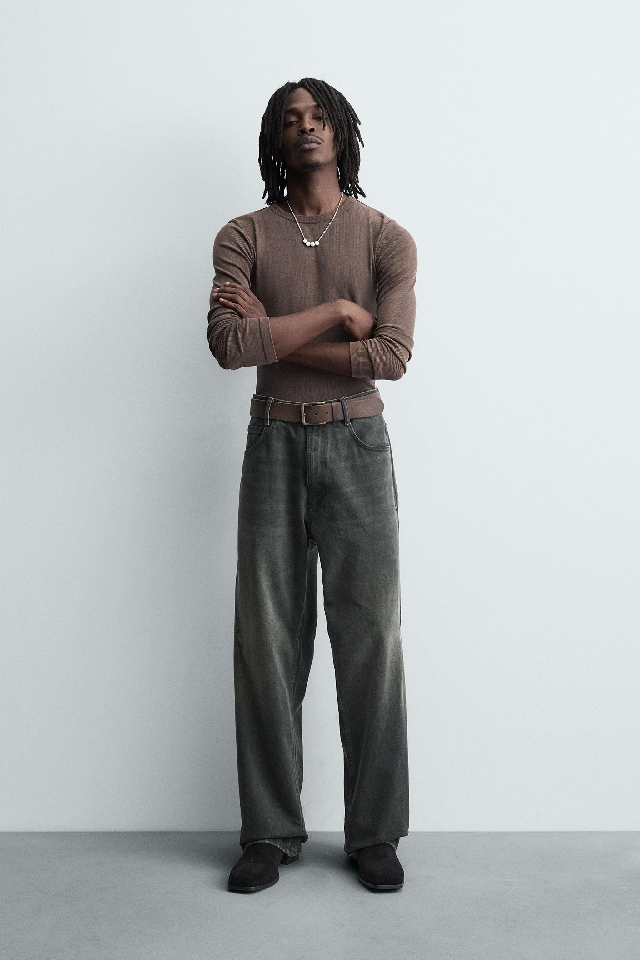 BAGGY FIT JEANS WITH TWISTED SEAM - Green | ZARA South Africa