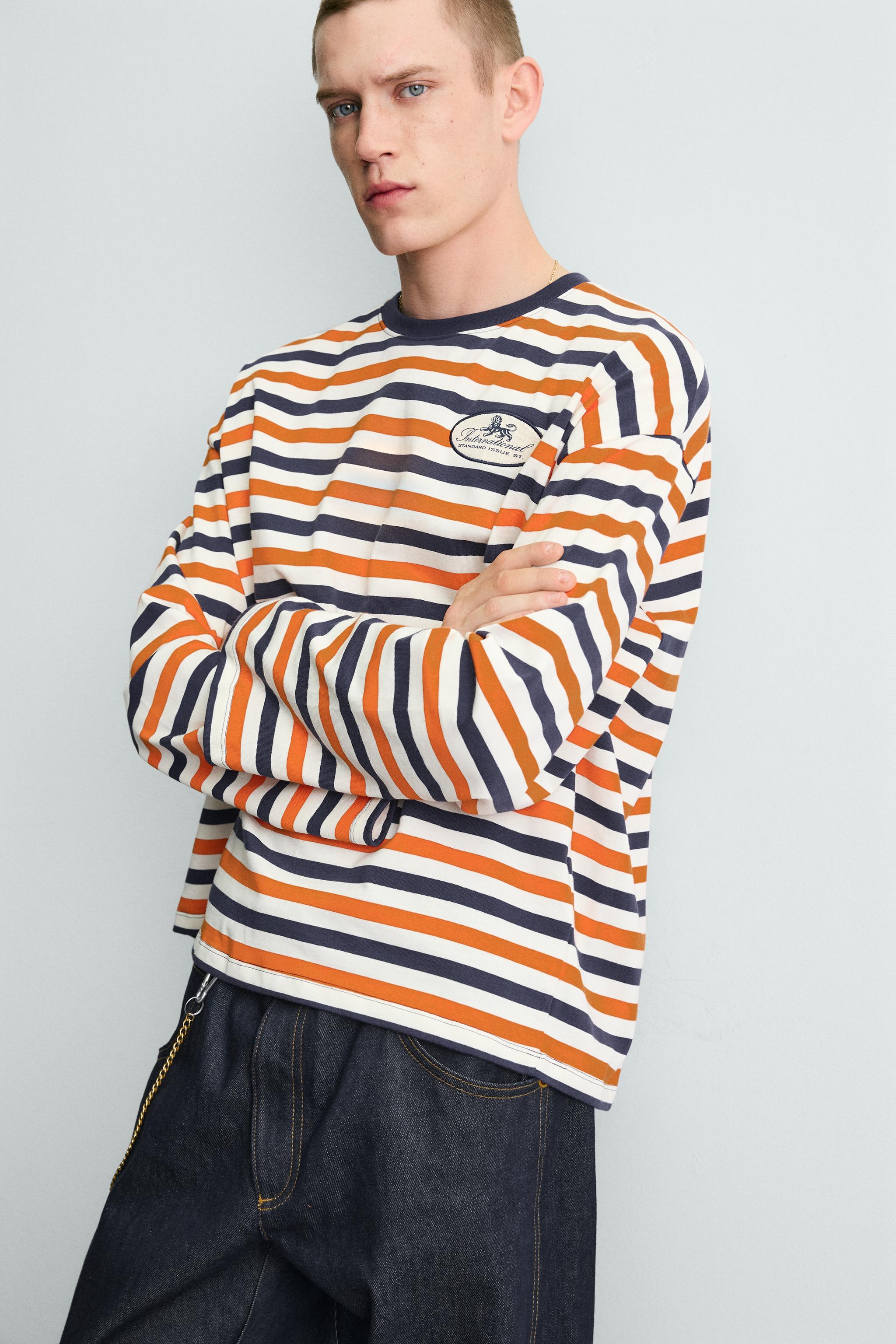 JACQUARD STRIPED PATCH T-SHIRT