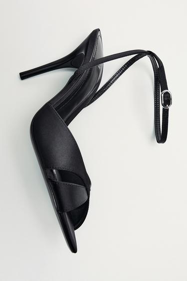 SATIN-EFFECT HIGH-HEEL SANDALS - Black by Zara