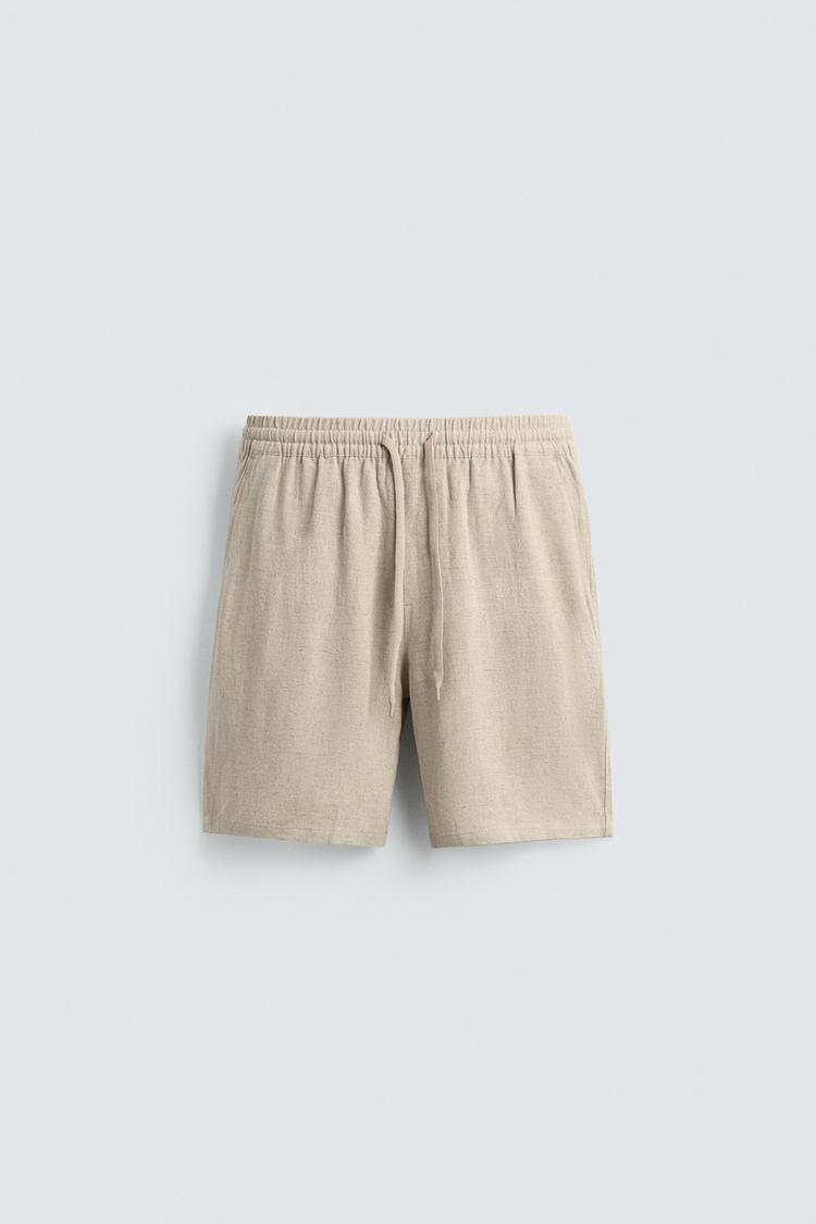 ZARA RELAXED FIT VISCOSE - LINEN BERMUDA SHORTS