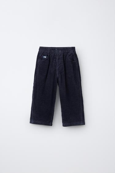 CORDUROY SEERSUCKER BAGGY PANTS — Blue 1
