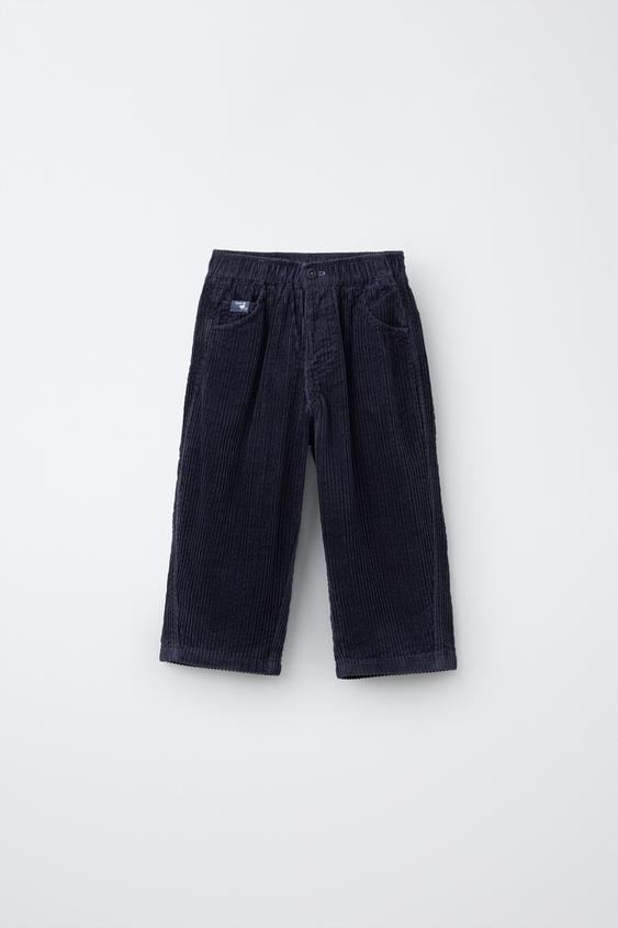 PANTALÓN BAGGY SEERSUCKER PANA - Azul de Zara - Imagen 0