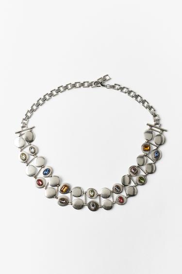 METALLIC MULTICOLORED STONE BELT — Silver 1