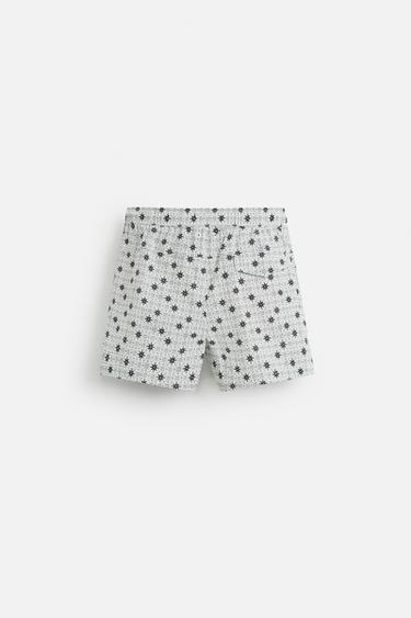 GEOMETRIC PRINT MID-LENGTH SWIMMING TRUNKS - Ecru by Zara - Image 1