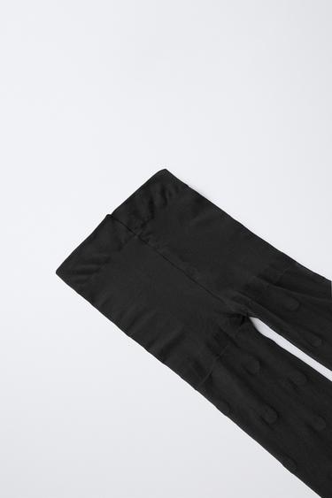 BAS EN MICROFIBRE À POIS - Noir de Zara - Image 1