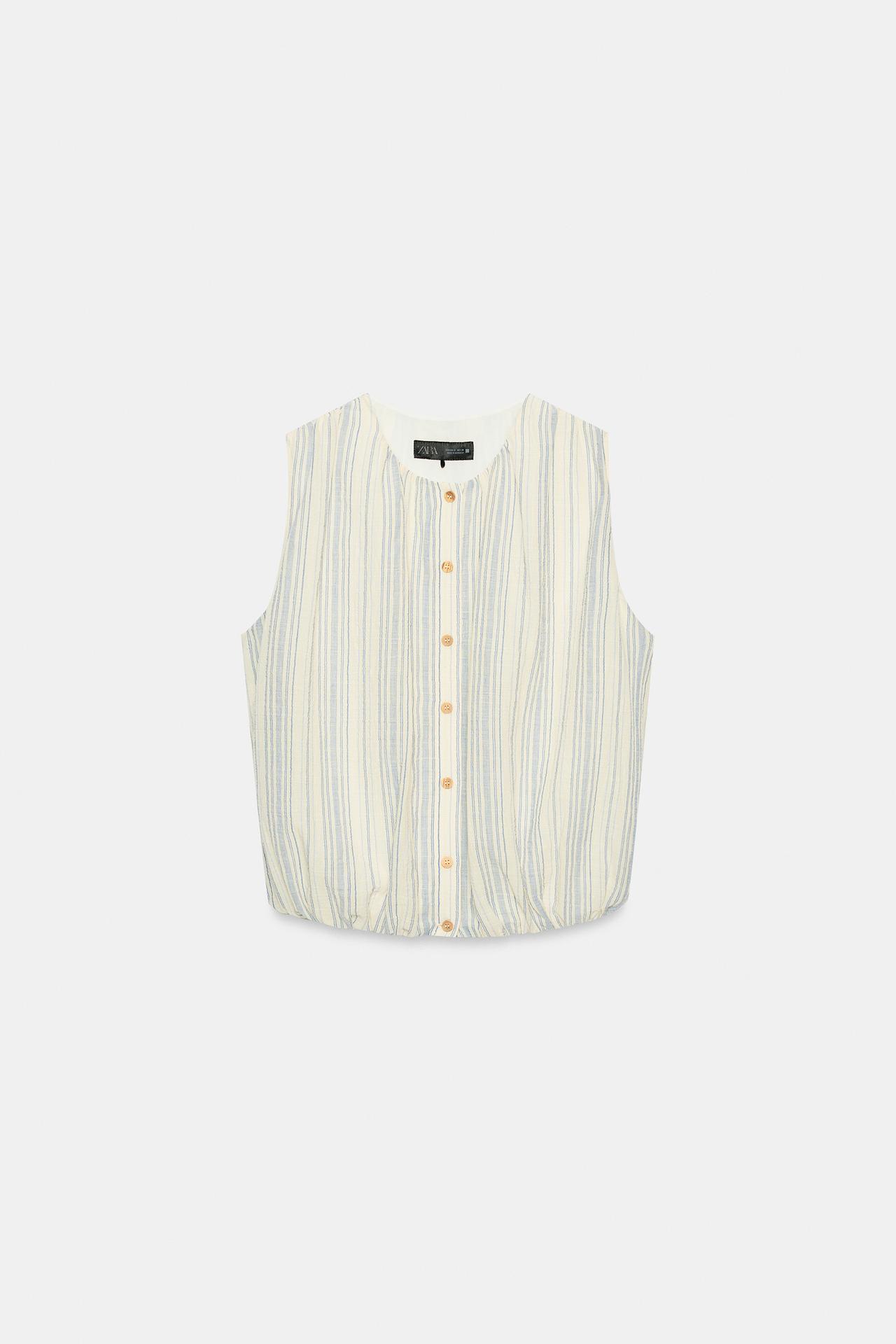 Blusa rayas globo azul marino