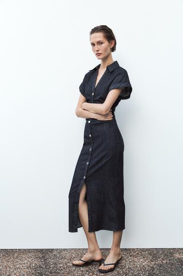 ROBE Z1975 MI-LONGUE EN JEAN - Bleu de Zara - Image 2