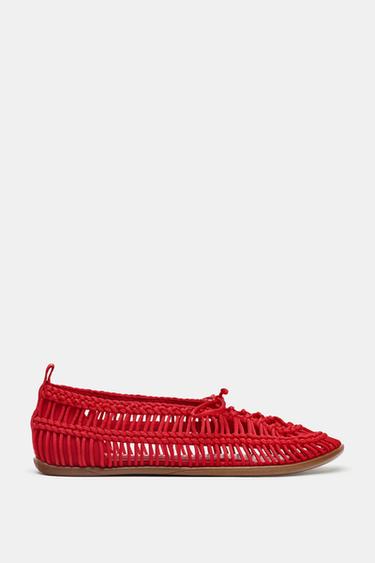 CHAUSSURES TRESSÉES À CORDONS - Rouge de Zara
