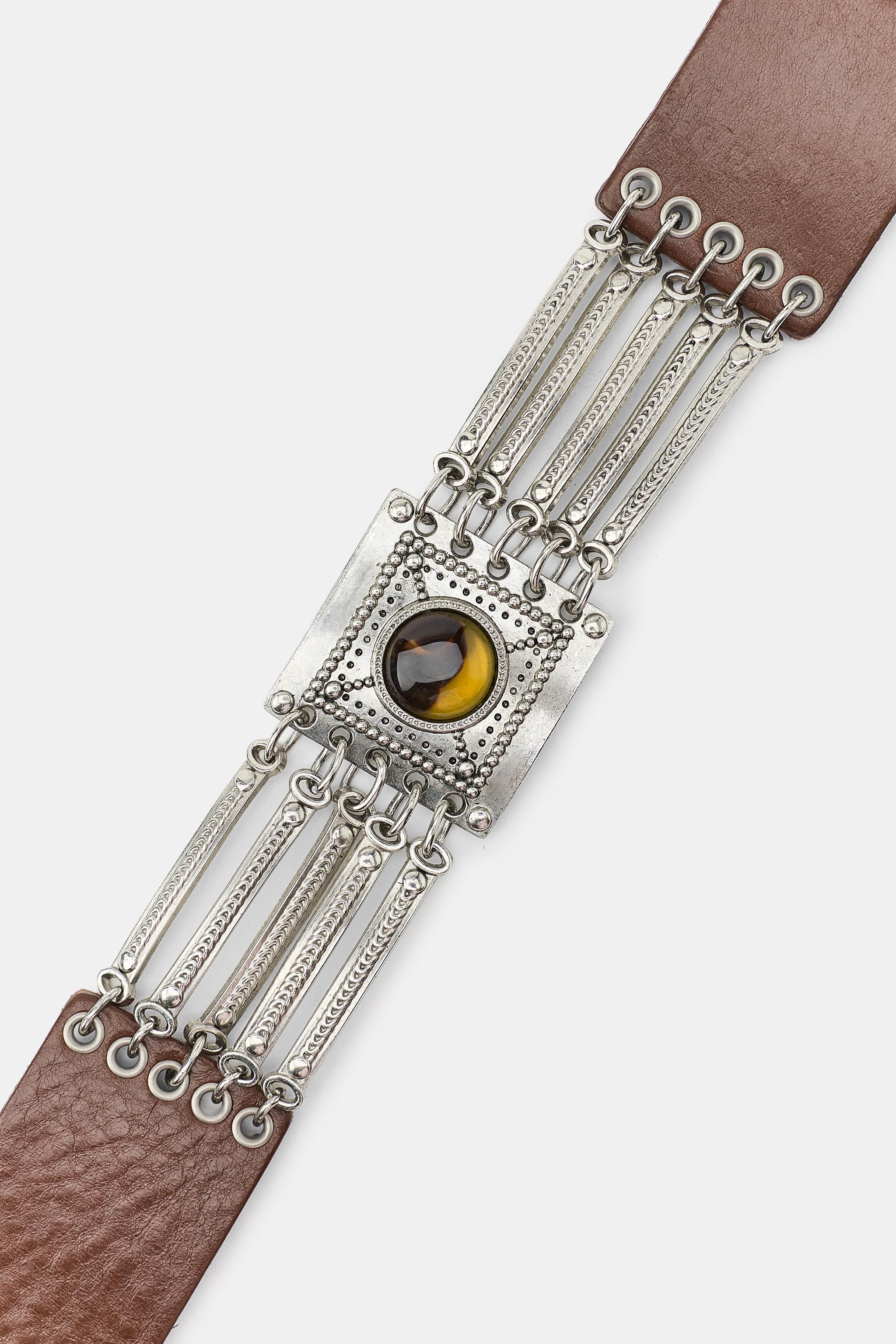 100% LEATHER BELT WITH STONES