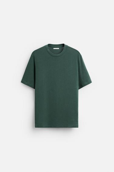 T-SHIRT – REGULAR-FIT-STRICK - Grünlich von Zara - Bild 0