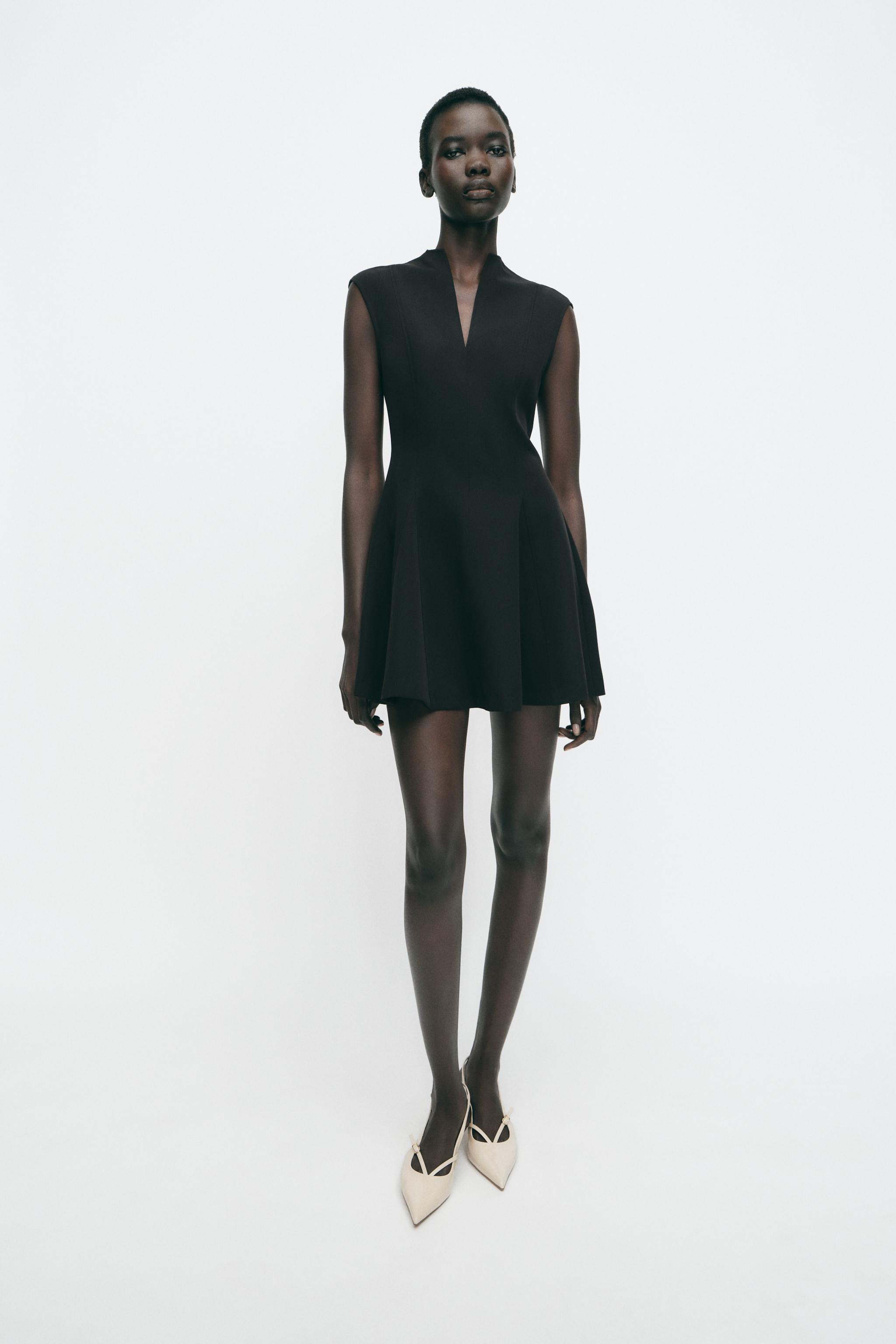 SLEEVELESS CREPE MINI DRESS - Black | ZARA Canada
