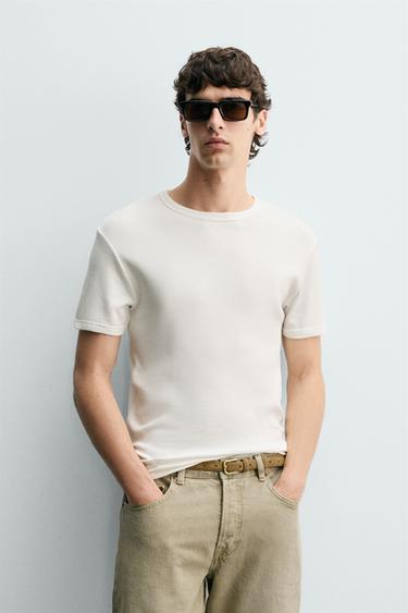 REGULAR FIT T-SHIRT - Ecru by Zara