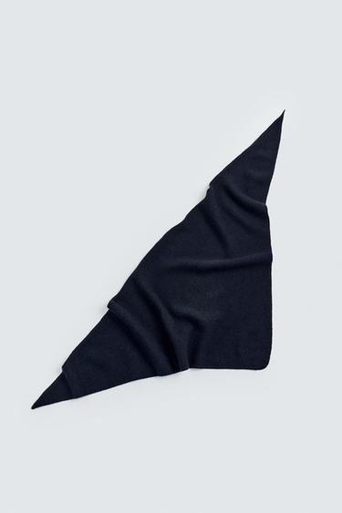 100% WOOL KNITTED BANDANA - Navy blue by Zara