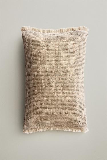 Zara FRINGED THROW PILLOW COVER - Ecru