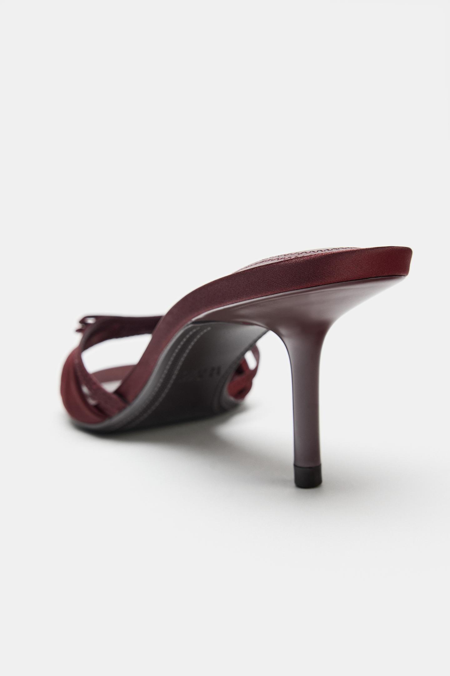 Женские сандалии Zara Mesh Bow, цвет: Бордовый красный — фото 4