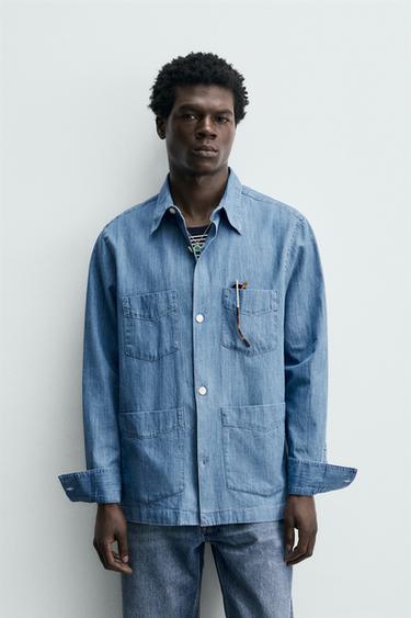 DENIM SHIRT WITH POCKETS - Blue by Zara