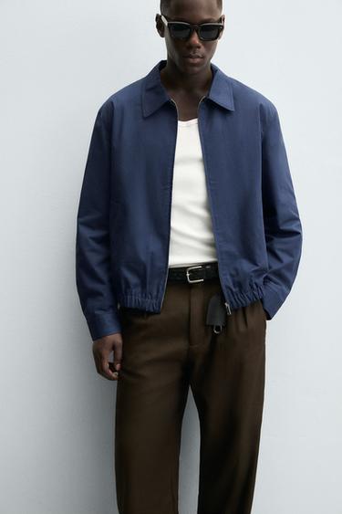BLOUSON REGULAR FIT EN COTON - Bleu de Zara - Image 5