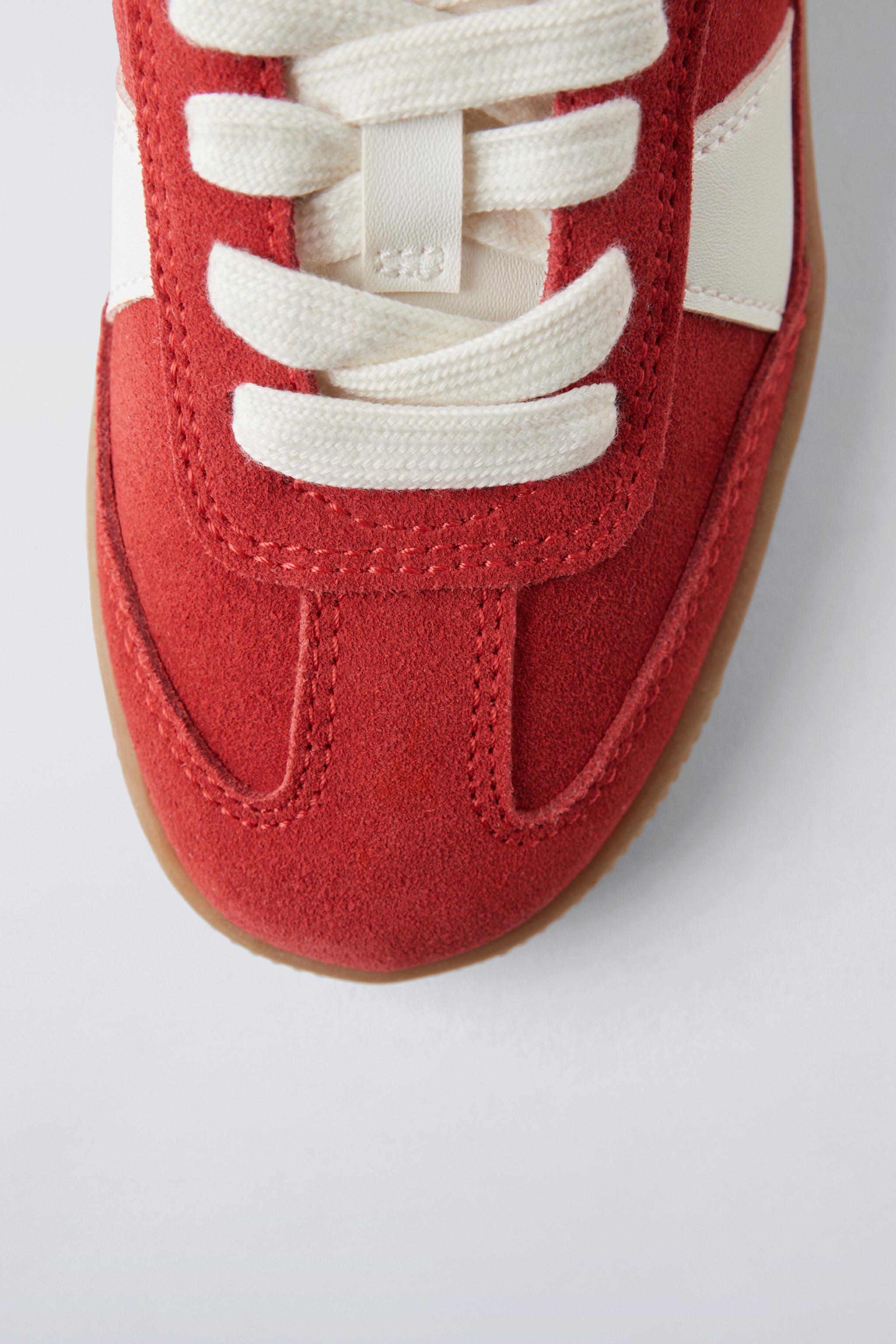 Zara Leather Sneakers Red Kids