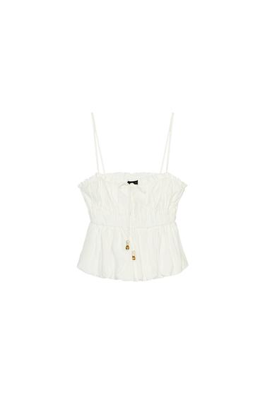 LINEN BLEND STRETCH TOP