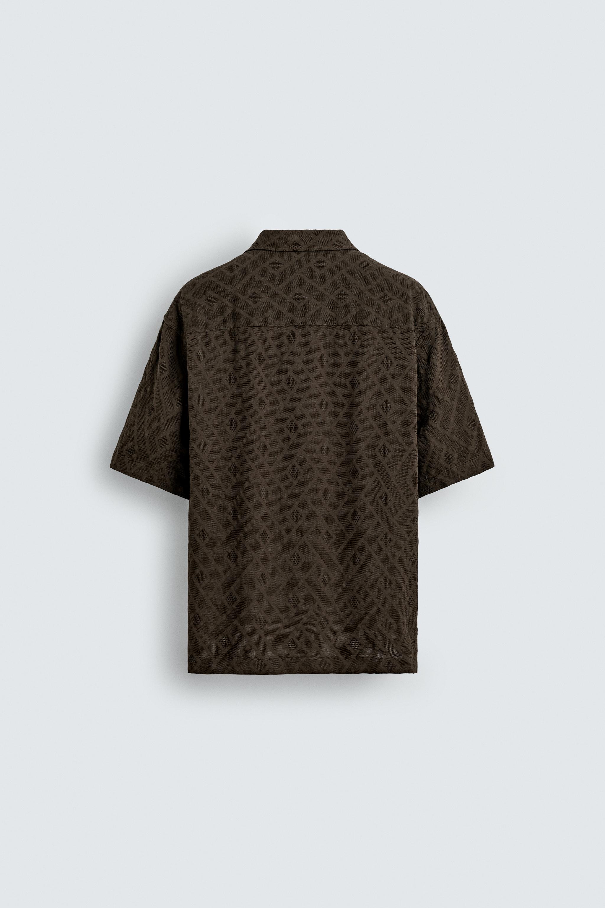 GEOMETRIC JACQUARD SHIRT - Brown | ZARA United States