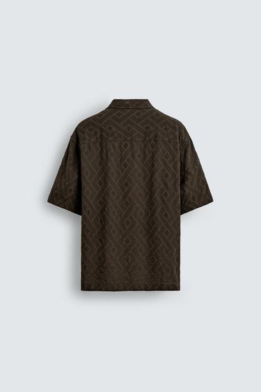 CHEMISE JACQUARD GÉOMÉTRIQUE - Marron de Zara - Image 6