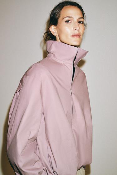 ZW COLLECTION STAND COLLAR JACKET - Dusty mauve by Zara