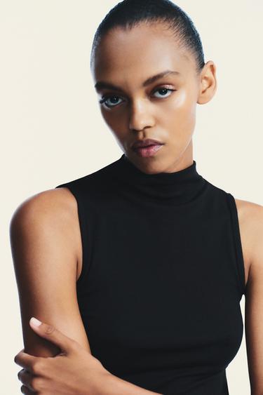 COTTON MODAL TOP - Black by Zara