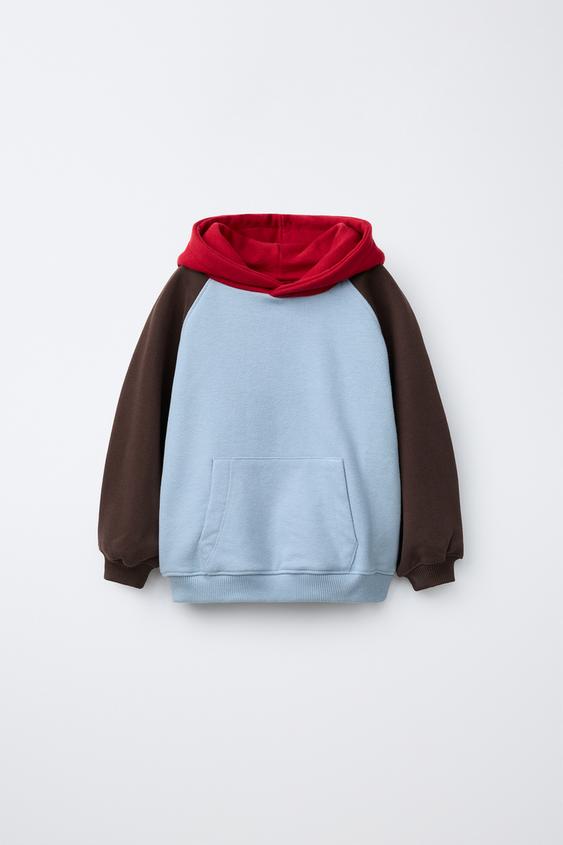 SWEAT À CAPUCHE COLORBLOCK - Bleu clair de Zara - Image 0