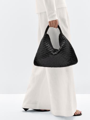 Zara Braided nappa leather shopper bag - Black - Image 0