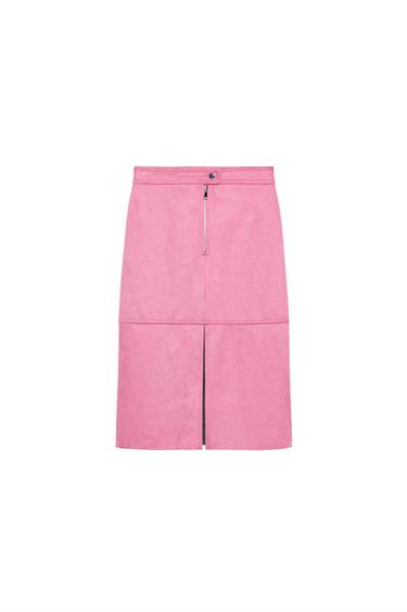 FAUX SUEDE MIDI SKIRT