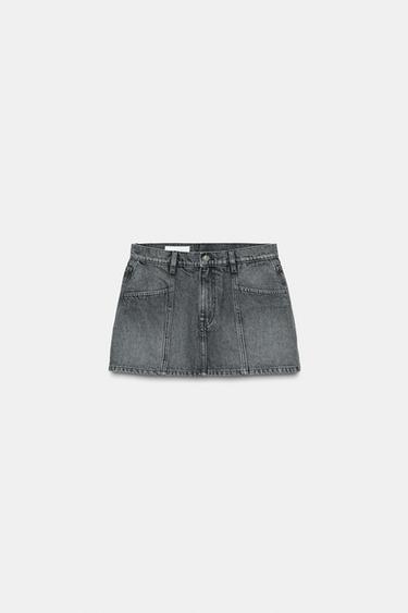 FALDA PANTALÓN DENIM TRF - Gris claro de Zara