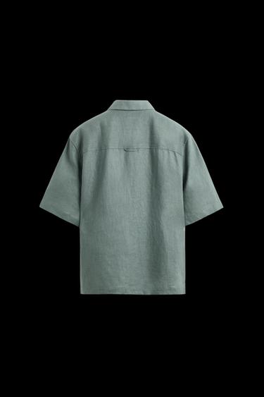 RELAXED-FIT-HEMD AUS 100 % LEINEN - Graugrün von Zara