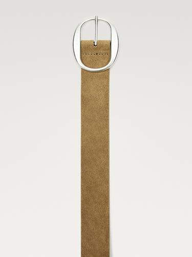 Cinturón hebilla ovalada piel serraje - Arena de Zara