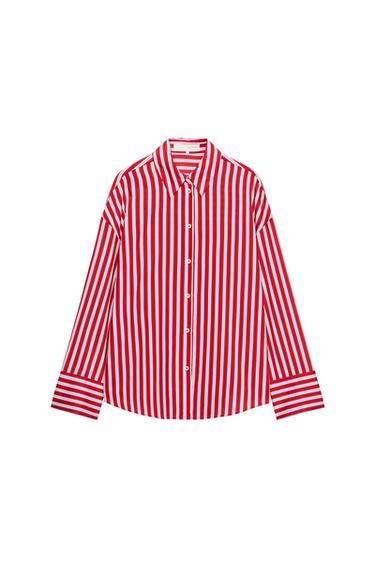 STRIPED SHIRT - White / Red by Zara
