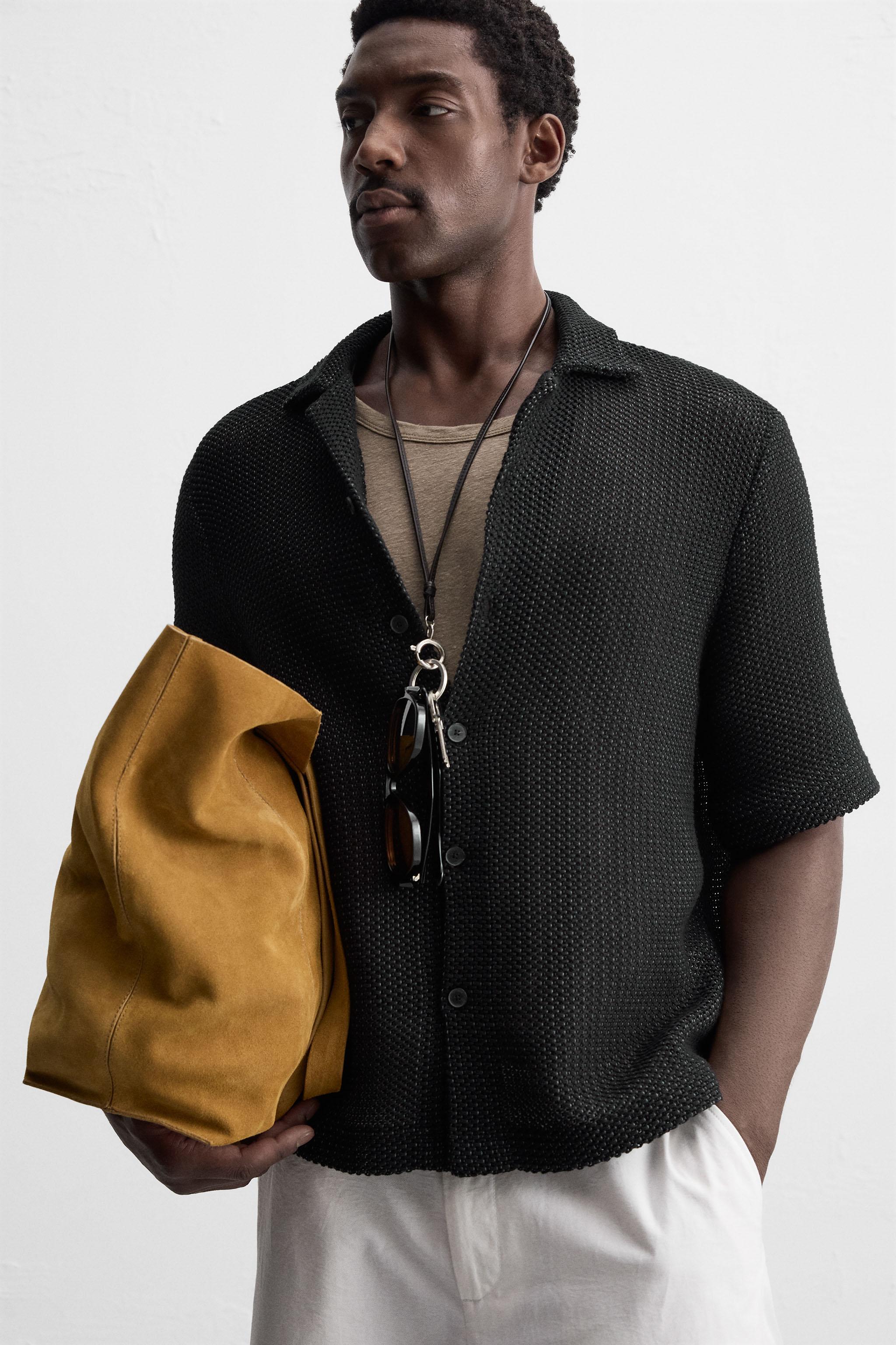 OPEN WEAVE TEXTURED SHIRT