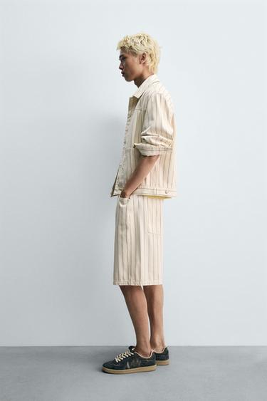 PINSTRIPE BAGGY FIT BERMUDA SHORTS - Ecru by Zara