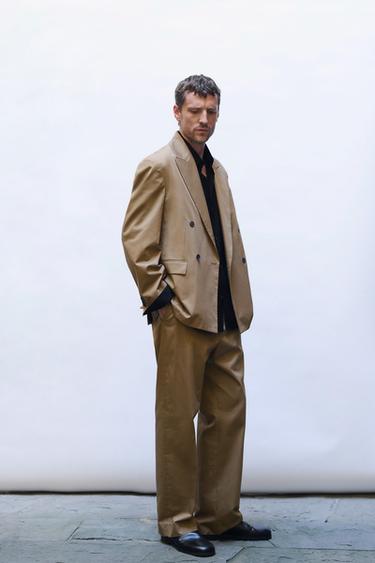 Zara LIMITED EDITION DOUBLE BREASTED BLAZER - taupe brown
