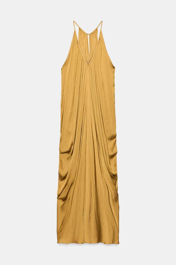 VESTIDO DRAPEADO SATINADO ZW COLLECTION - Oliva de Zara - Imagen 0