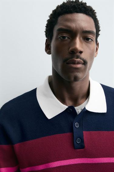 STRIPED KNITTED POLO SHIRT - striped by Zara