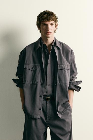 SURCHEMISE DÉLAVÉE COUPE DÉCONTRACTÉE - Gris de Zara