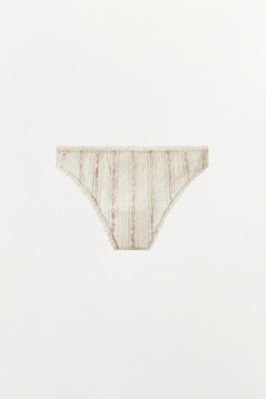 SHORTS WITH CONTRAST BOW - Ecru by Zara - Image 5