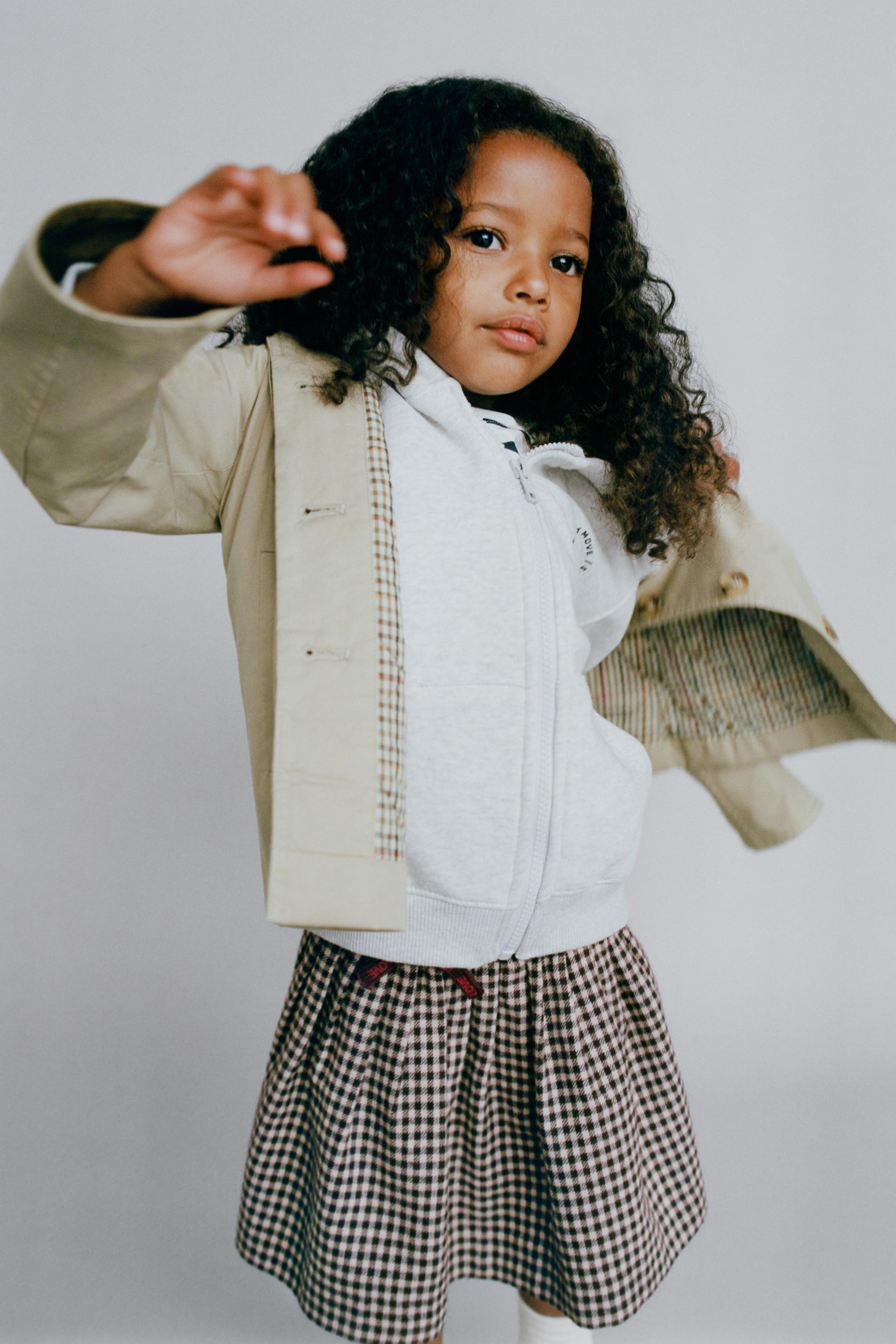 ソフト ギンガムチェック柄スカート - ブラウン | ZARA Japan / 日本