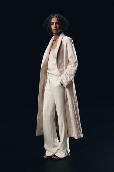 ZW COLLECTION LIMITED EDITION QUILTED LEATHER COAT - Ecru by Zara