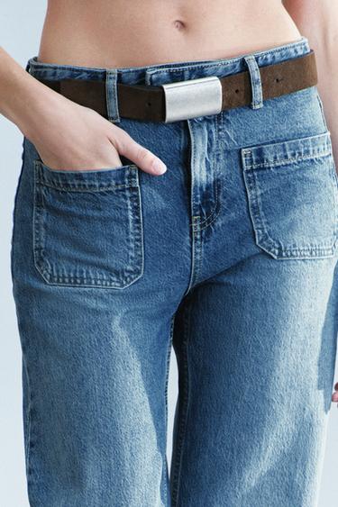GÜRTEL AUS 100 % VELOURSLEDER MIT PLAKETTENSCHLIESSE - Braun von Zara - Bild 0