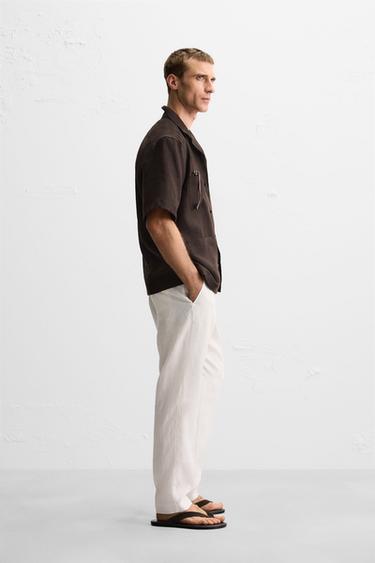 100% LINEN TROUSERS - White by Zara - Image 3